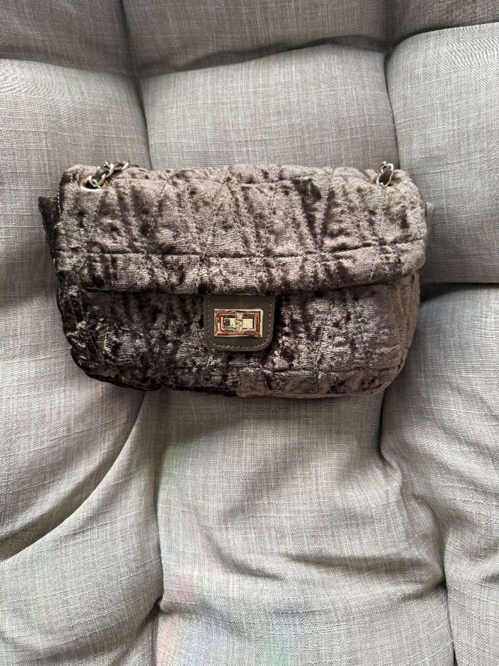 Brown velvet bag